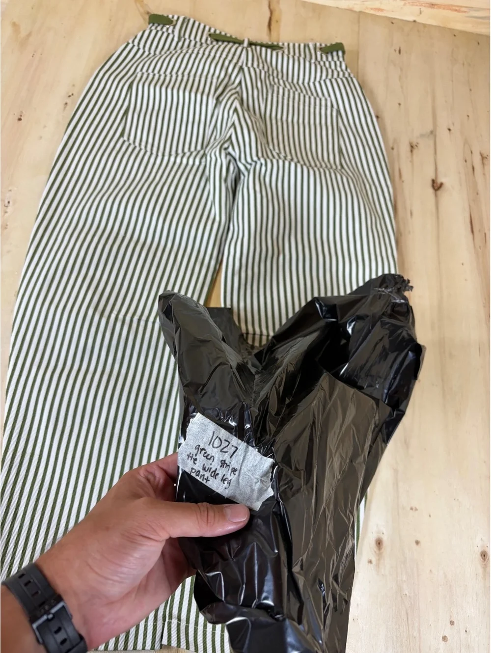 Striped Utility Cargo Lounge Pants Green Hickory Stripe Contrast Pocket S
